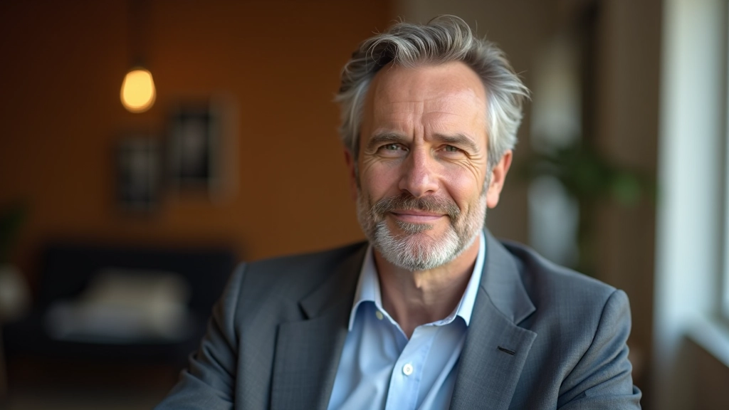 Coach profissional em ambiente de consulta acolhedor